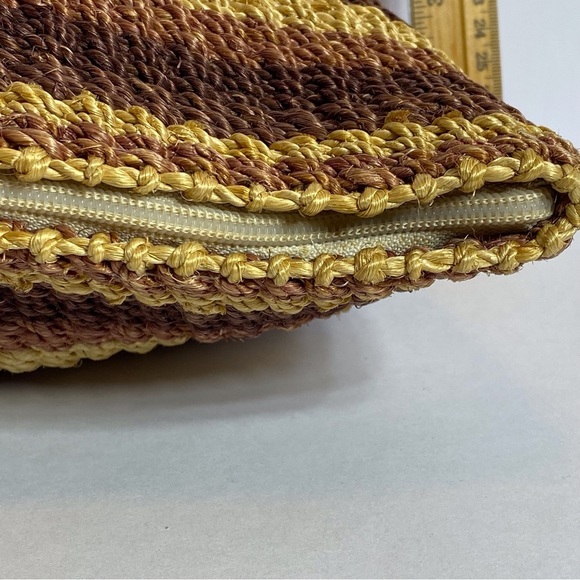 Striped Brown and Yellow Woven Clutch - Picture 6 of 8